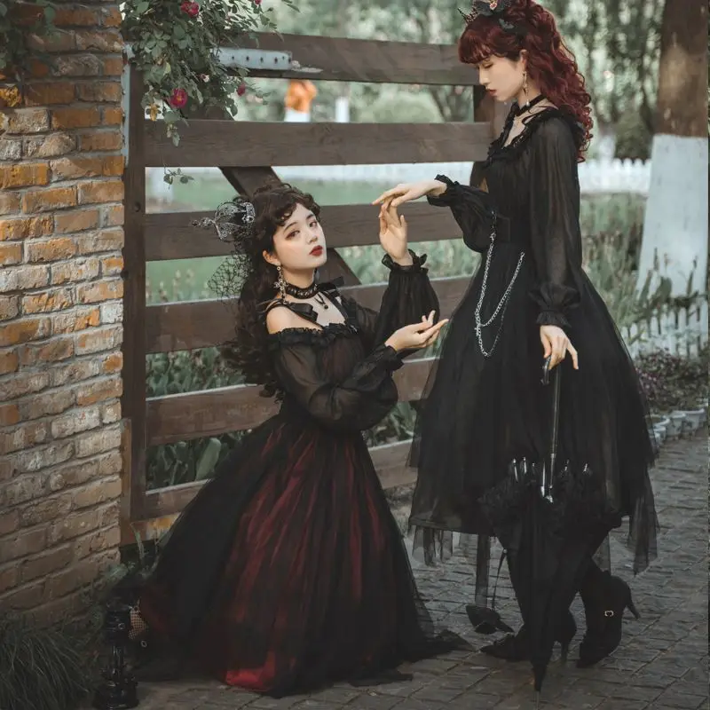 Japanese Irregular Lace Patchwork Sweet Lolita Dresses Vintage Square Collar Party Femme Vestidos Y2k Aesthetic Cosplay Dress
