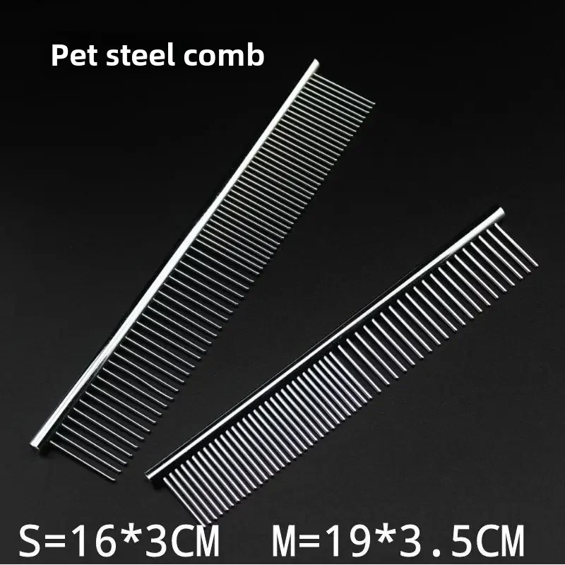 

Stainless Steel Pet Grooming Comb Dog Comb Steel Silver Cat Hair Removal Double-sided Comb Pet Supplies Wholesale