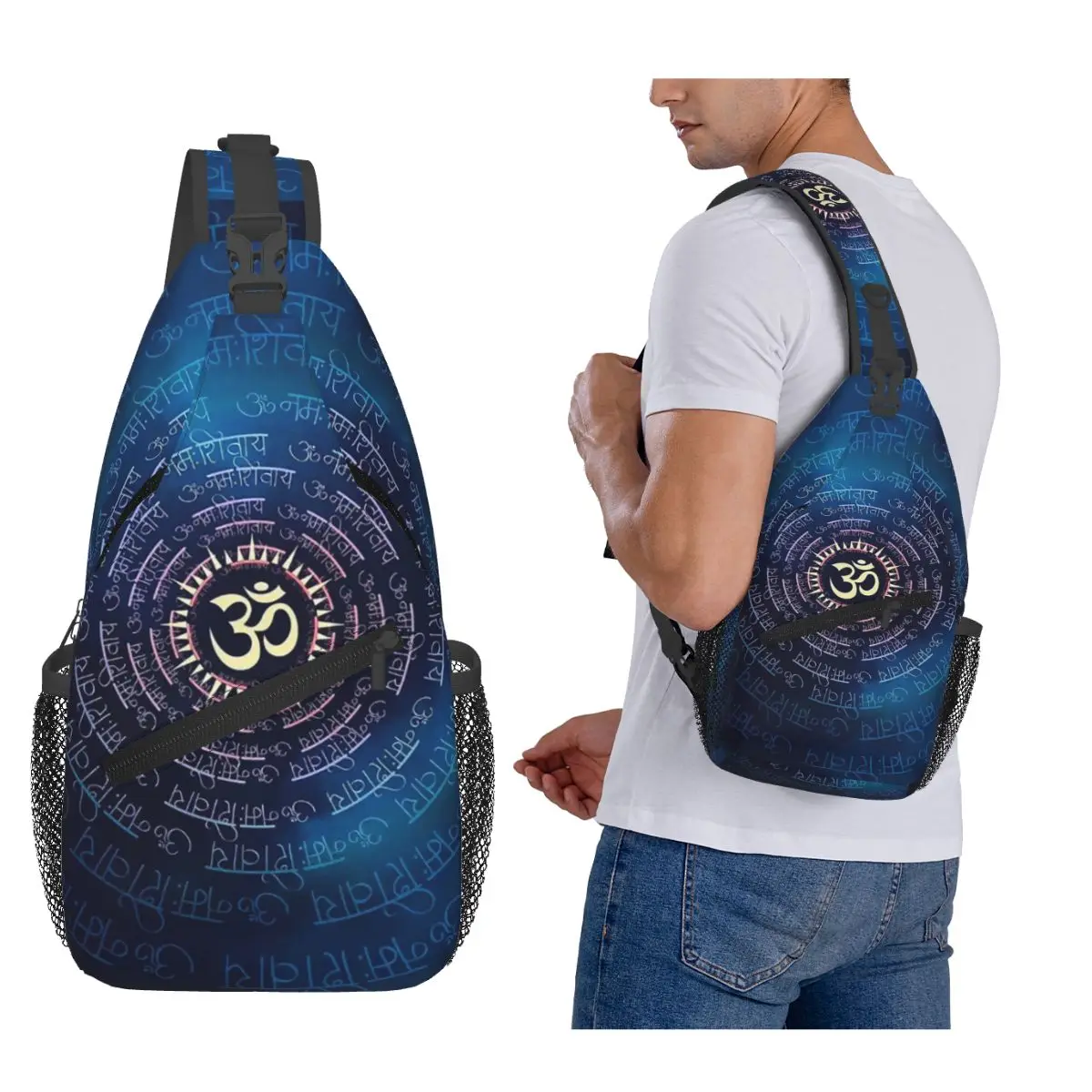 

Om Namah Shivaya Chest Bag Men Sling Crossbody Backpack Chest Bag Traveling Hiking Daypack Shoulder Bag