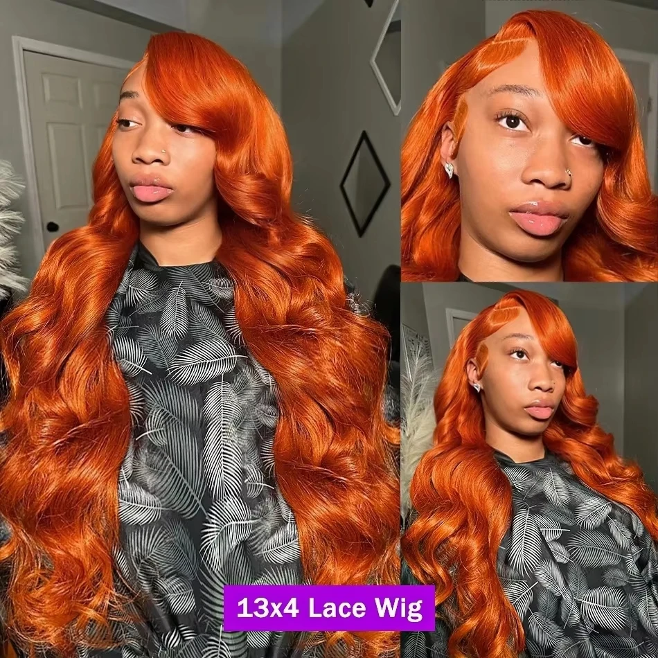 13x6 Hd Lace Frontal Orange Ginger Human Hair Wig 30 32 Inch 13x4 Hd Lace Frontal Ginger Body Wave Human Hair Wigs for Women