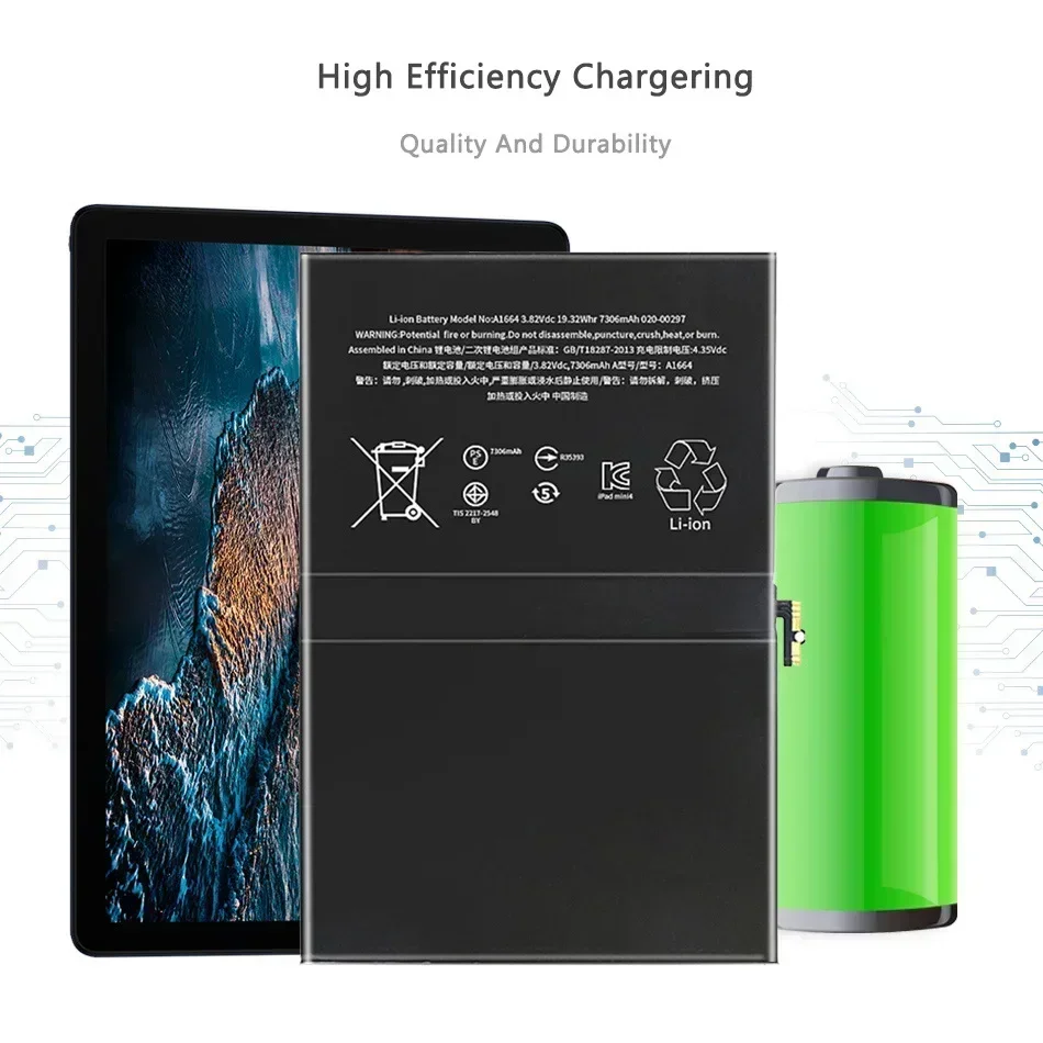 7306mAh Rechargeable Tablet Battery For Apple iPad Pro 9.7  Pro9.7 A1673 A1674 A1675 Portable Battery