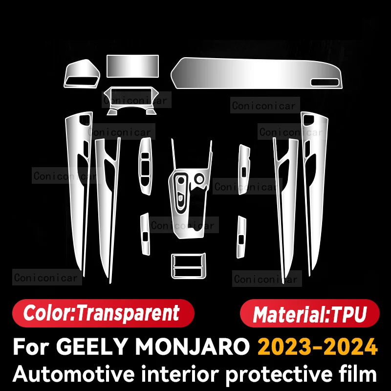 For Geely Monjaro 2023 2024 KX11 Car Interior Center console Transparent TPU Protective film Anti-scratc Repair Accessories