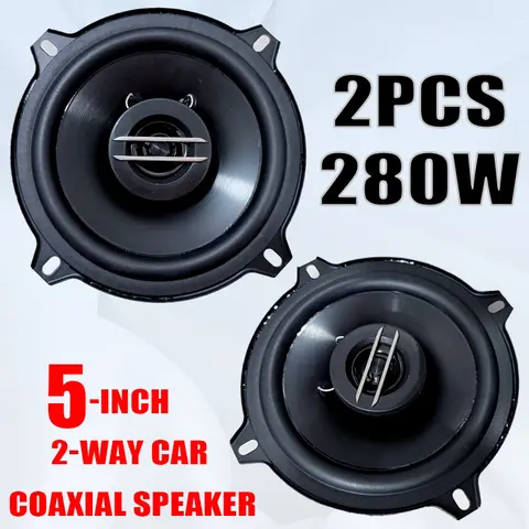 2pcs 5 Inch HiFi Coaxial Speaker Subwoofer 280W Car Automotive Audio Music Stereo 2-Way Full Range Frequency Car Speaker Woofer