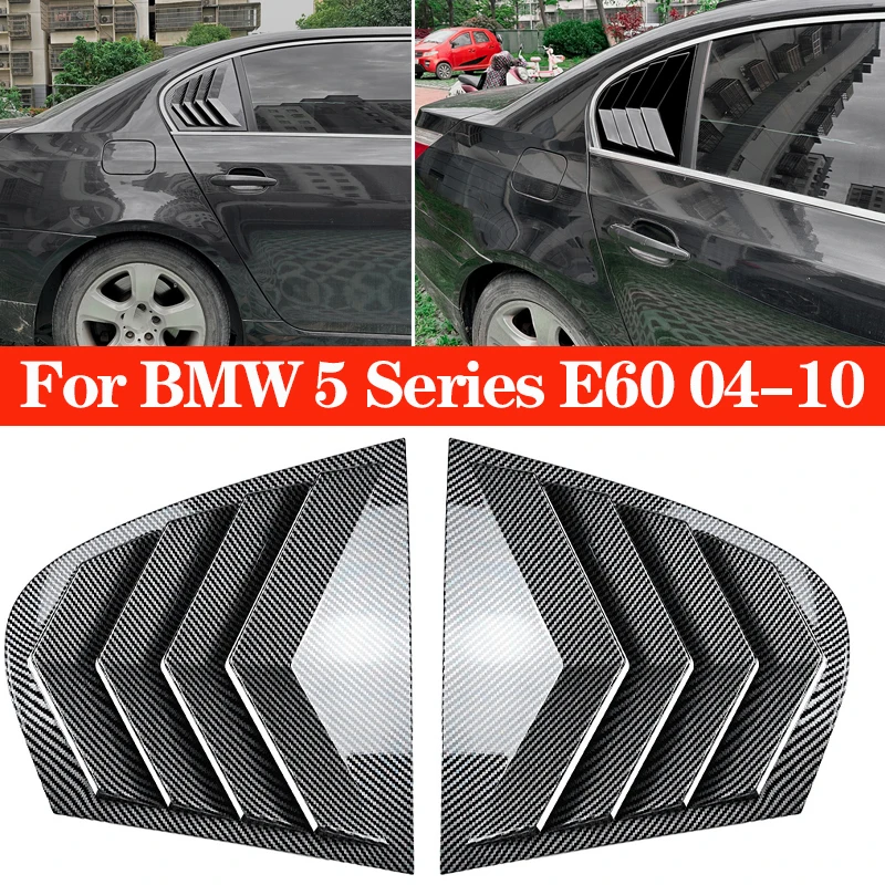 

For BMW 5 Series E60 Car Rear Window Shutter Cover Trim Window Louver Side Vent Trim 2004-2010 Auto Gloss Black Accessories