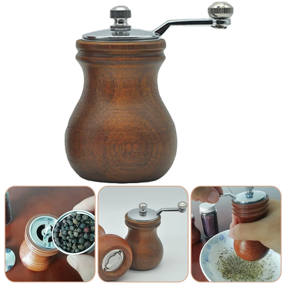 Grinding Bottle Pepper Grinder Salt Tool Masher and Manual Mill Refillable Wooden for Home
