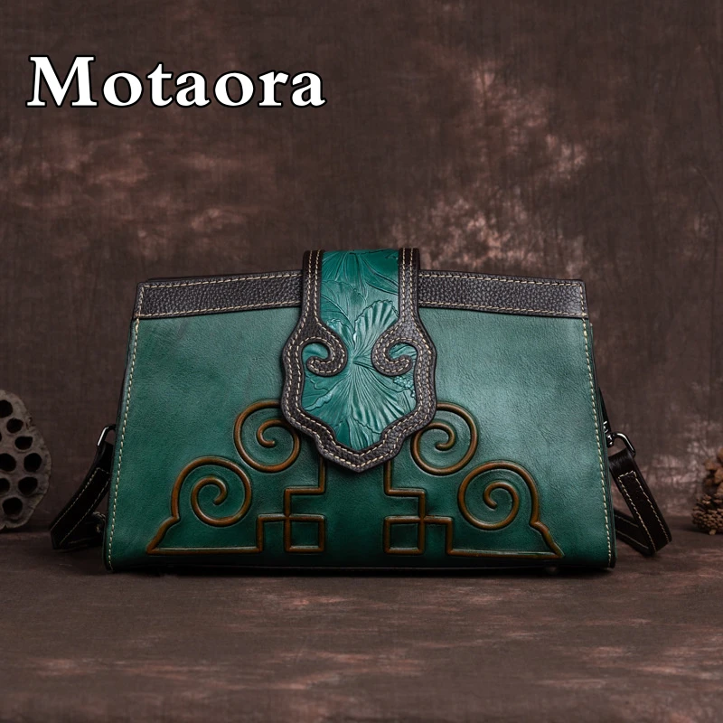 MOTAORA Vintage Women's Bag 2024 Trend Ladies Shoulder Bags Genuine Leather Handbags Relief Crossbody Bags For Women Phone Purse