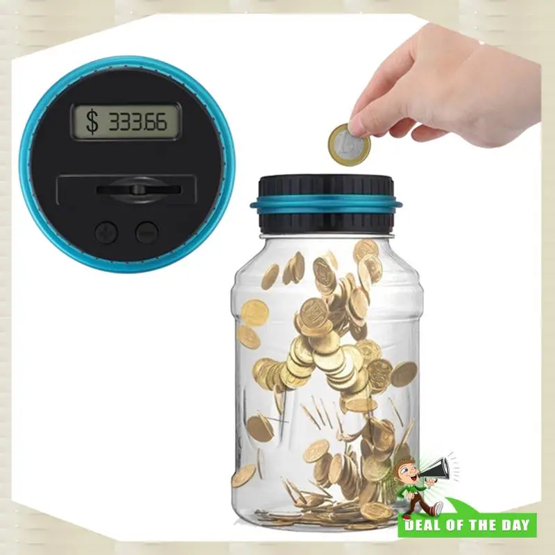 24-Hour Delivery 1 Piece Money Box Jar Coin Money Box Coins Storage Box Jar 1.8L Counter Electronic Digital LCD Counting C