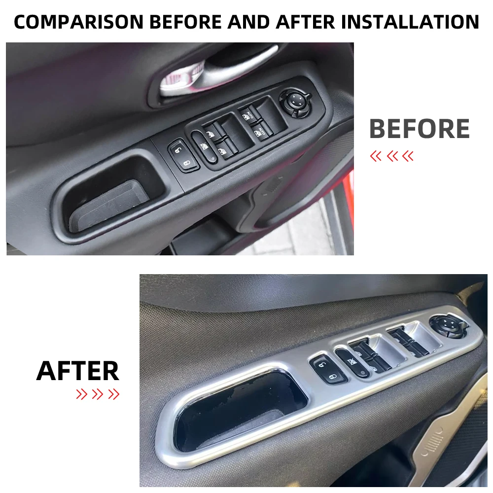 Für Jeep Renegade 2015 2016 2017 2018 2019 2020 2021 2022 2023 ABS Auto Fenster Glas Lift Schalter Taste Panel trim Abdeckung Aufkleber – Detail 3