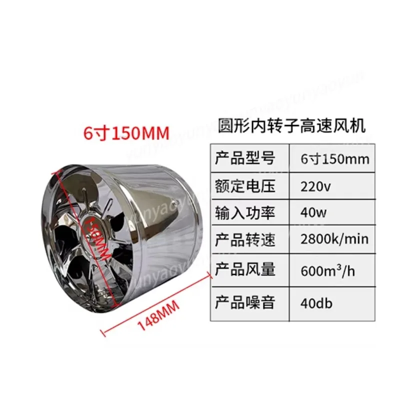 

6 Inch Stainless Steel Ventilation Exhaust Fan for Kitchen Bathroom Low Noise