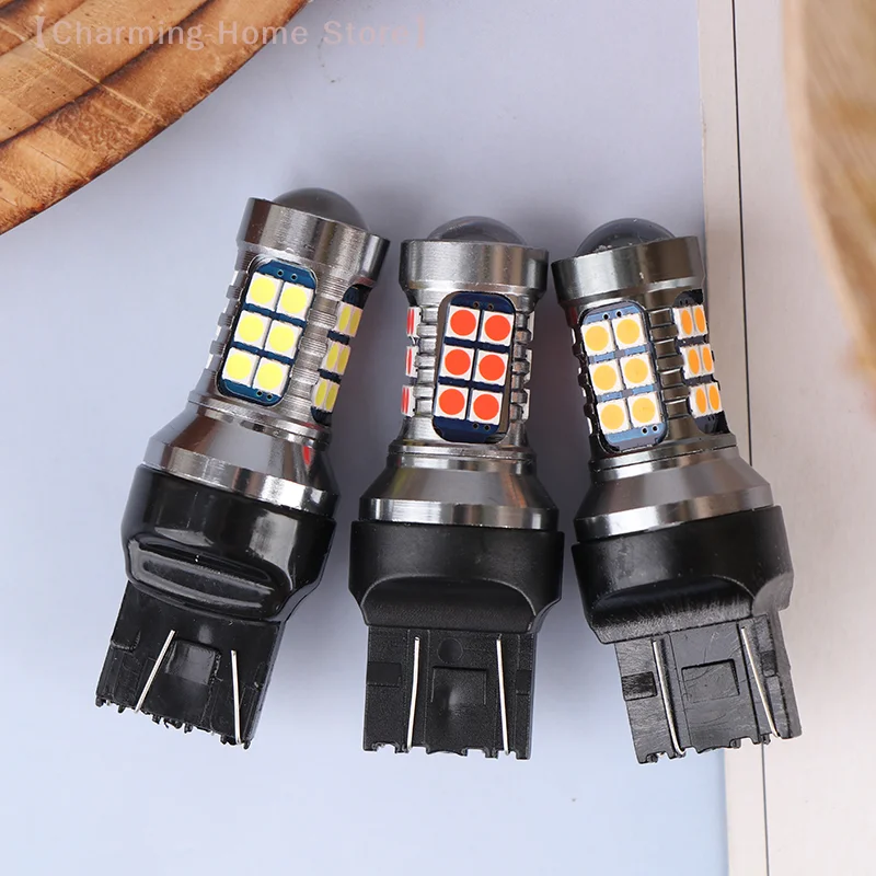 【M】1 قطعة T20 LED 7440 7443 Led WY21W W21W Led لمبات سيارة LED لمبات مصباح إشارة T20 27SMD 3030 احتياطية الفرامل عكس وقوف السيارات