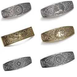 Retro Vikings Celtics Knot Hairpin Women Silver Color Metal Irish Hindu Symbol Hair Decor Barrette Long Hair Design Female Jewel