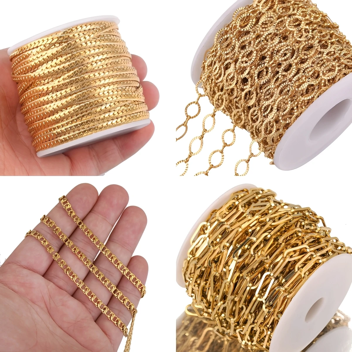 1 Meter Stainless Steel Large Heavy Chunky Hip Hop Punk Link Gold Color Chains DIY Jewelry Materials Handmade Necklace Bracelet