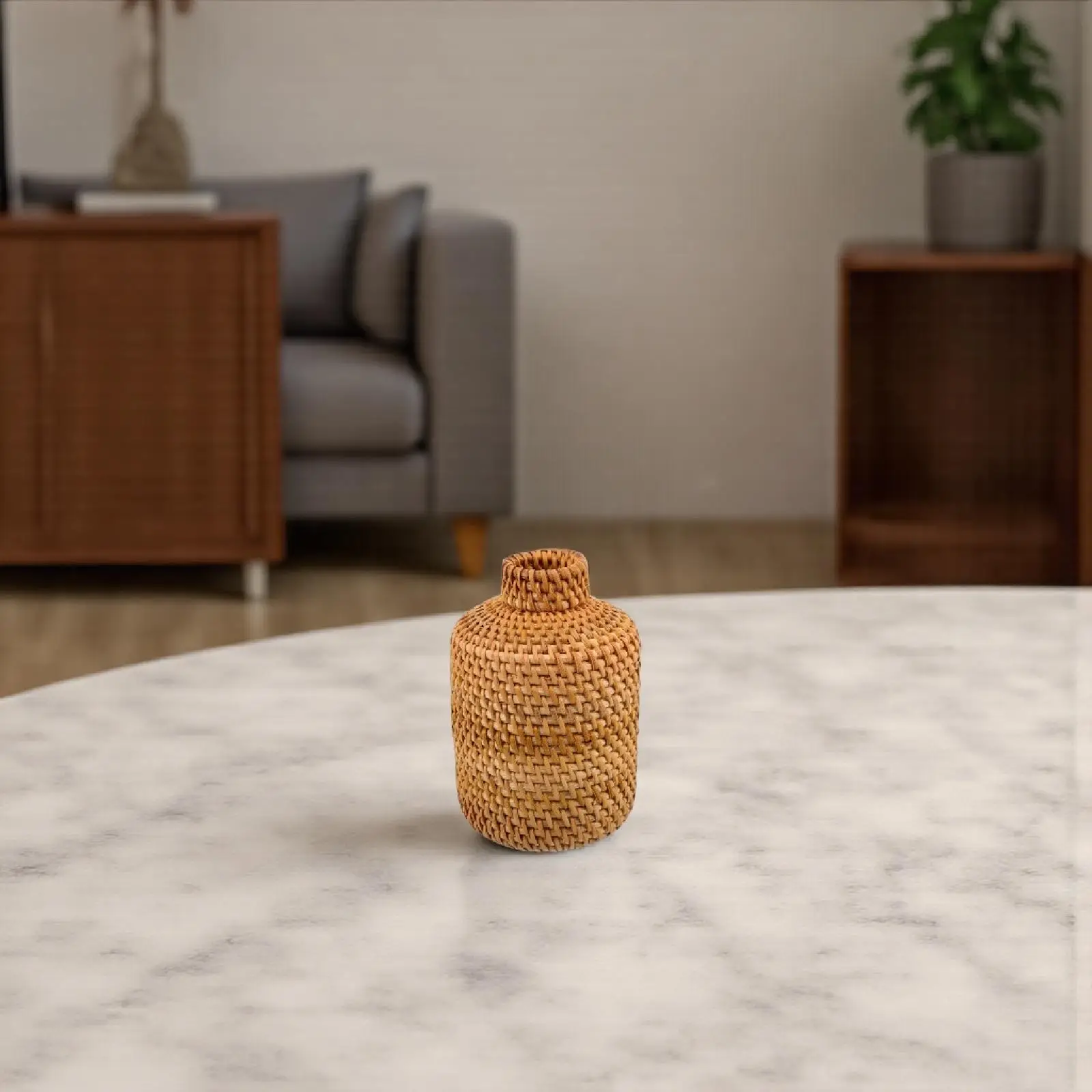Vase en rotin nordique tressé à la main, support floral décoratif pour la maison, le bureau, la chambre, arrangements floraux, style campagnard