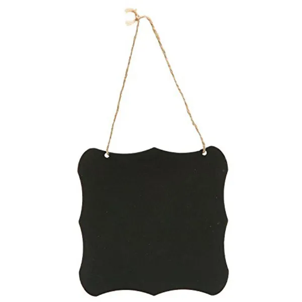 Set of 4 Wooden Mini Chalkboards Black Vintage Style Hanging Boards Message Memo Writing Board for Table Wedding Party Christmas