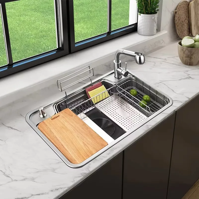 

New Technology Kitchen Sink Stainless Steel One-piece Stretch Multifunction Kitchen Sink for Household