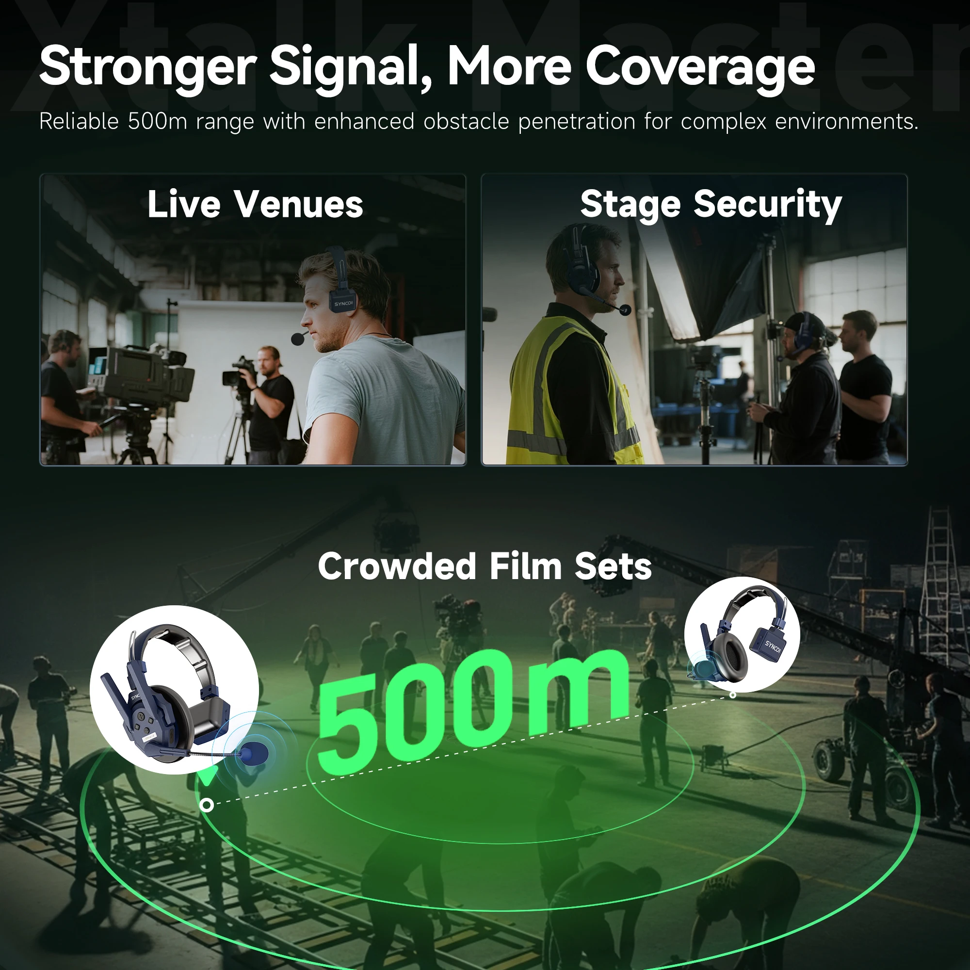 Synco Xtalk Master Series Digital 2.4G Full Duplex Wireless Microphone Headset AI Ultra Low 45ms Latercy,500m Working Range