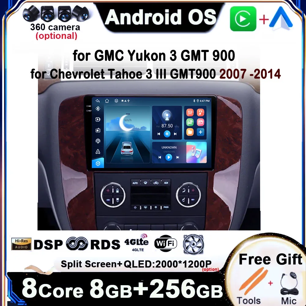 

for GMC Yukon 3 GMT 900 for Chevrolet Tahoe 3 III GMT900 2007 -2014 Android 14 Car Multimedia Player GPS Navi DSP Stereo WIFI 4G