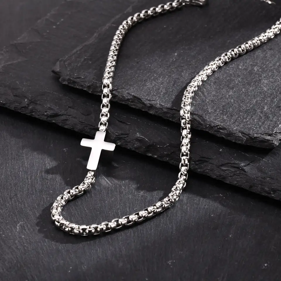 Collares cruzados para hombres y niños, Collar de cadena de caja ...