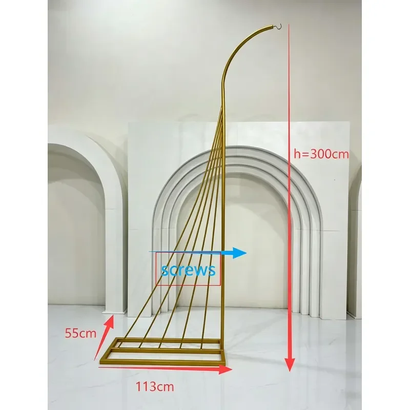 Luckygoods BJ260037 Gold Metal Sailboat Wedding Arch Stand Curved Iron Floral Frame for Wedding Ceremony Entrance Backdrop