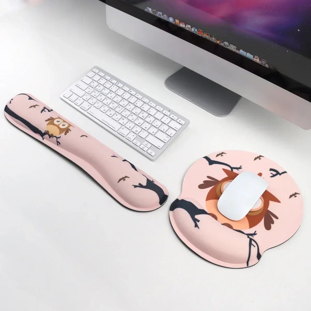 Non-Slip Mouse Pad Portable Size PU Base Ergonomic Wrist Rest Support Hand Support Comfort Keyboard Wrist Pad Desktop