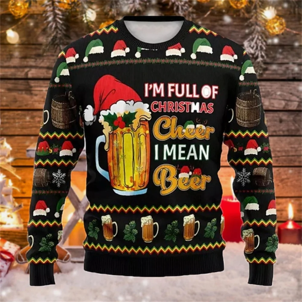 

PLstar Cosmos Christmas Jingle Beer 3D Printed Men's Christmas Sweater Winter Unisex Casual Warm Knitwear Pullover y2k clothes