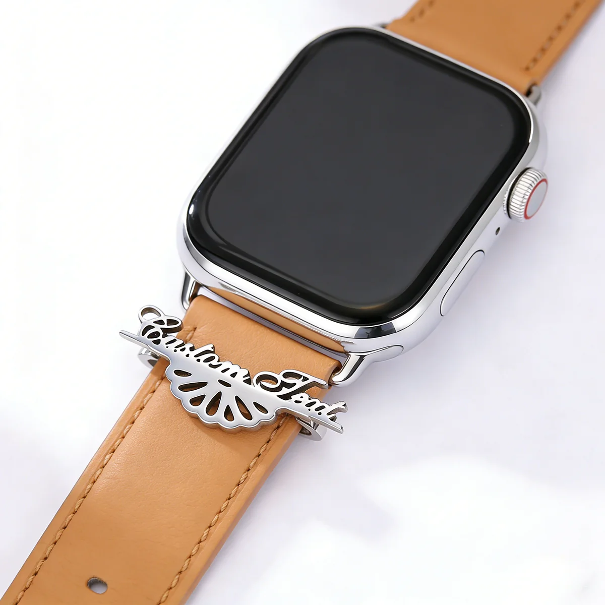 Chandler Custom Name Fan-Shaped Metal Strap Decor Ring, Unique Personalized Jewelry Ornament For Smart Watch Band view 3
