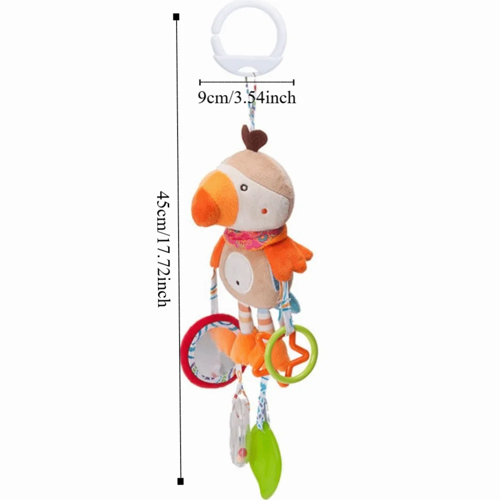 Schattig ontwerp babyrammelaar speelgoed bel speelgoed grijpvermogen training kinderwagen hangend speelgoed knuffeldier pluche materiaal