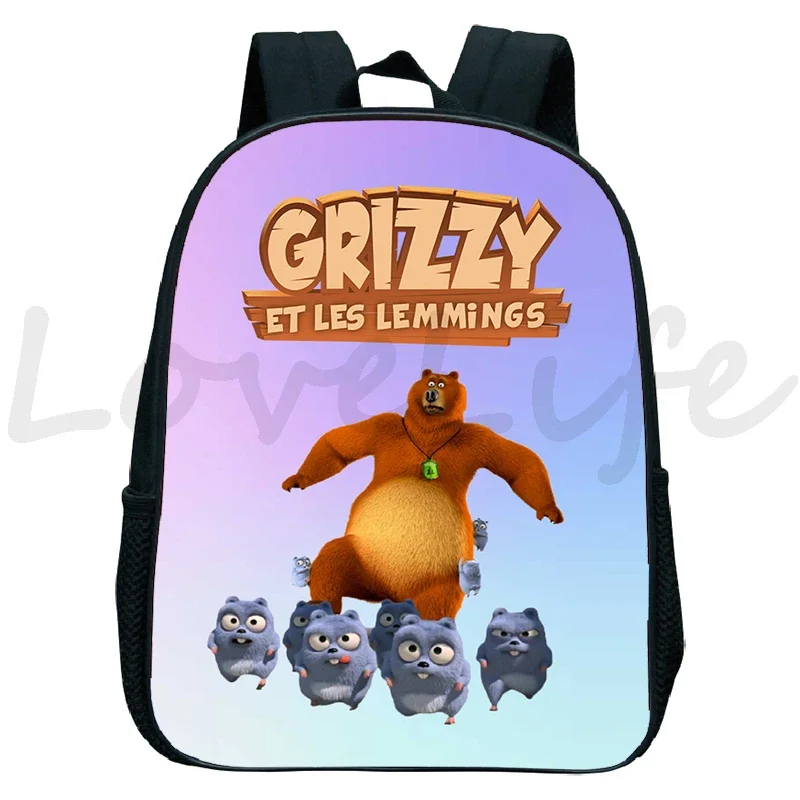 GRIZZY AND THE LEMMINGS Backpack kids Kindergarten School Bags Children Cartoon Lemmings Bear Rucksack Boys Girls Bookbags