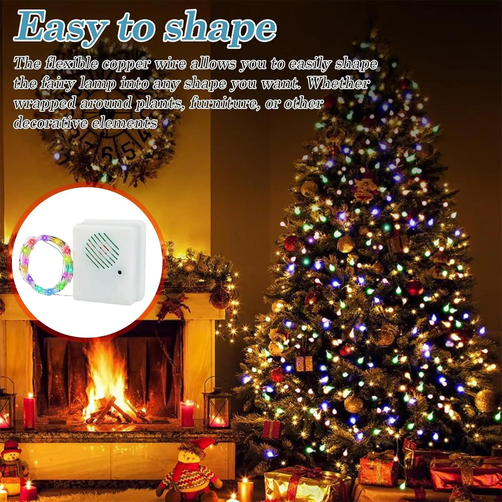 أضواء LED الجنية 32.8Ft زينة عيد الميلاد سلسلة أضواء داخلي الموسيقى الاستشعار زينة الحفلات لغرفة المعيشة ساحة داخلي #2