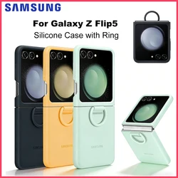 Original Samsung Galaxy Official Silicone Case with Ring for Galaxy Z Flip5 Protective Case For Samsung Z Flip 5 W24, EF-PF731