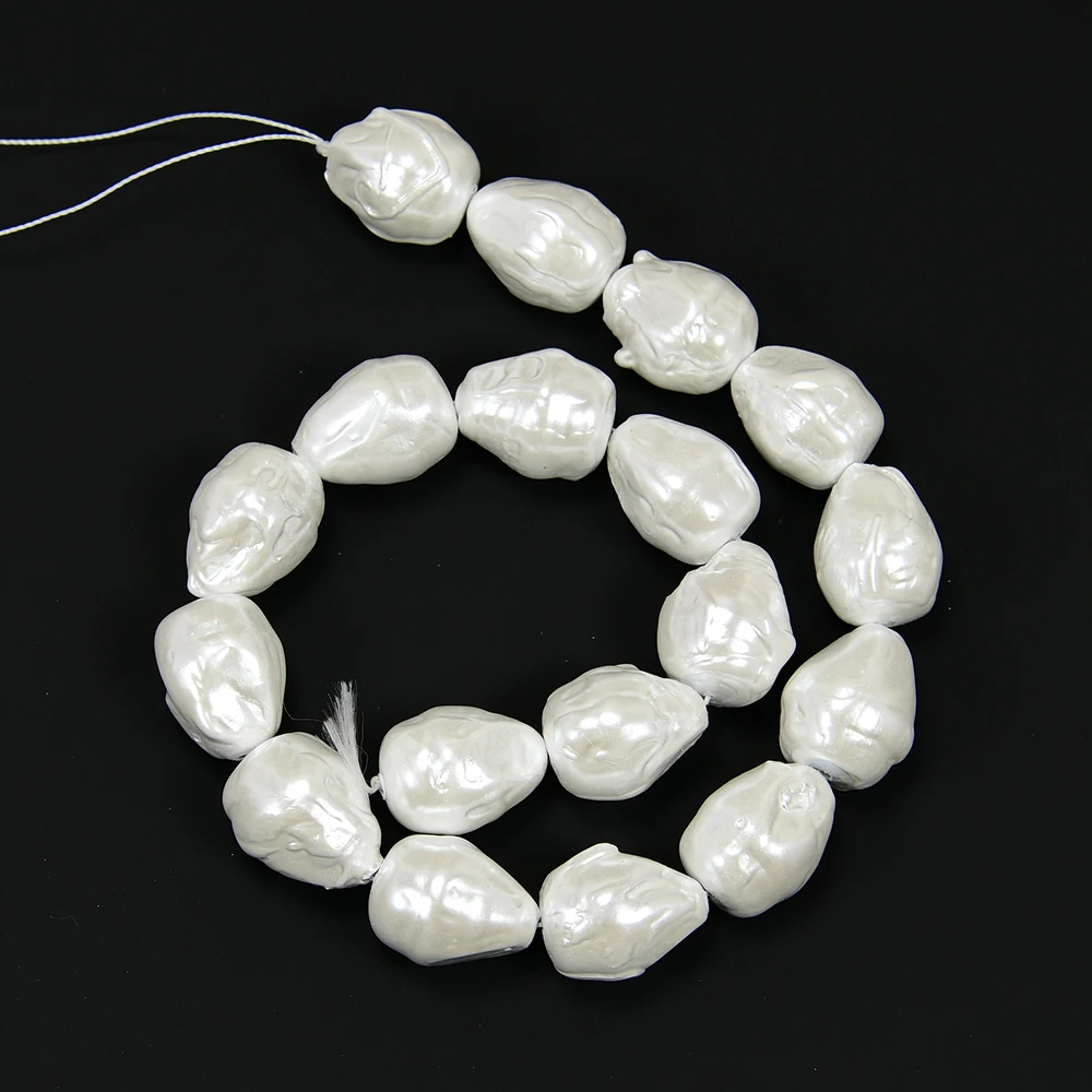 Big Natural White Thread Baroque Sea Shell Mother Of Pearl Loose Beads 16'' For Necklace Jewelry Making DIY