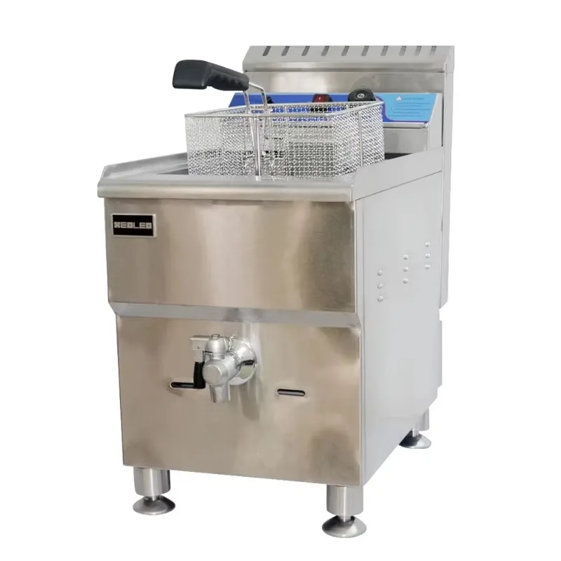 التجارية 18L الغاز المقلاة العميقة الفولاذ المقاوم للصدأ المقلية الفرنسية آلة خزان واحد آلة القلي غاز البترول المسال مع صمام الزيت ل KFC