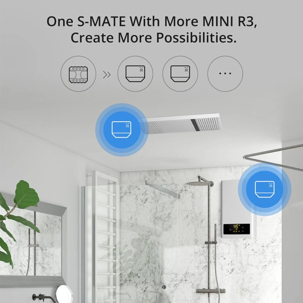 SONOFF MINI R3 Smart Switch With S-MATE Switch 16A Wifi Bluetooth Smart Module No Neutral Wire Remote Control Via Alexa Alice