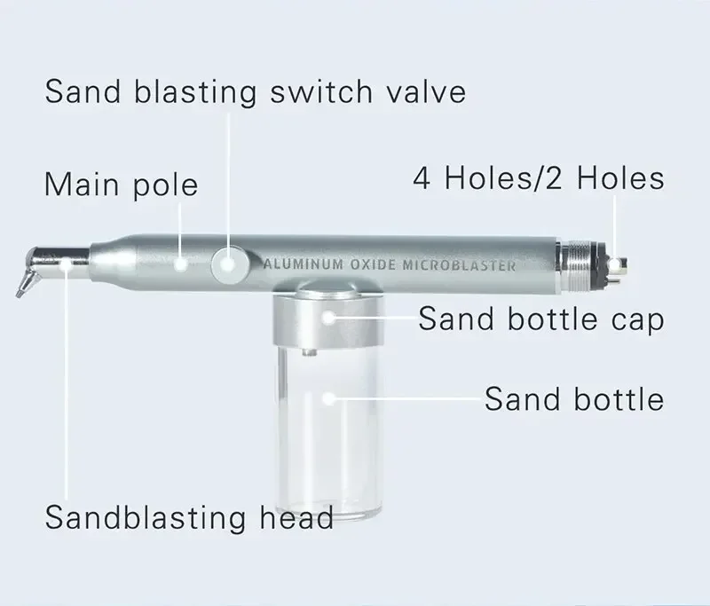 2/4Hole Dentals Aluminum Oxide Micro Blaster Interface Microetcher Sandblasting Alumina Gun Air Abrasion Polisher