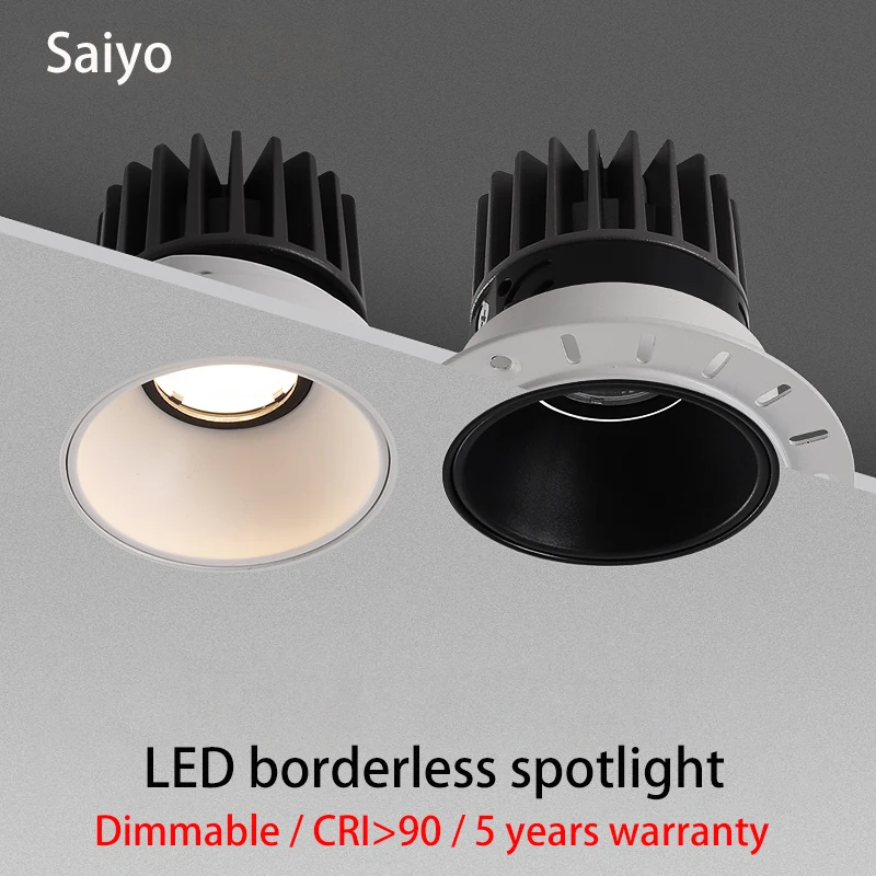 

Saiyo Dimmable Led Spotlights Borderless Spot Light Tuya Zigbee Recessed Ceiling Lamp COB Triac Dimming Foco AC110V 220V Round