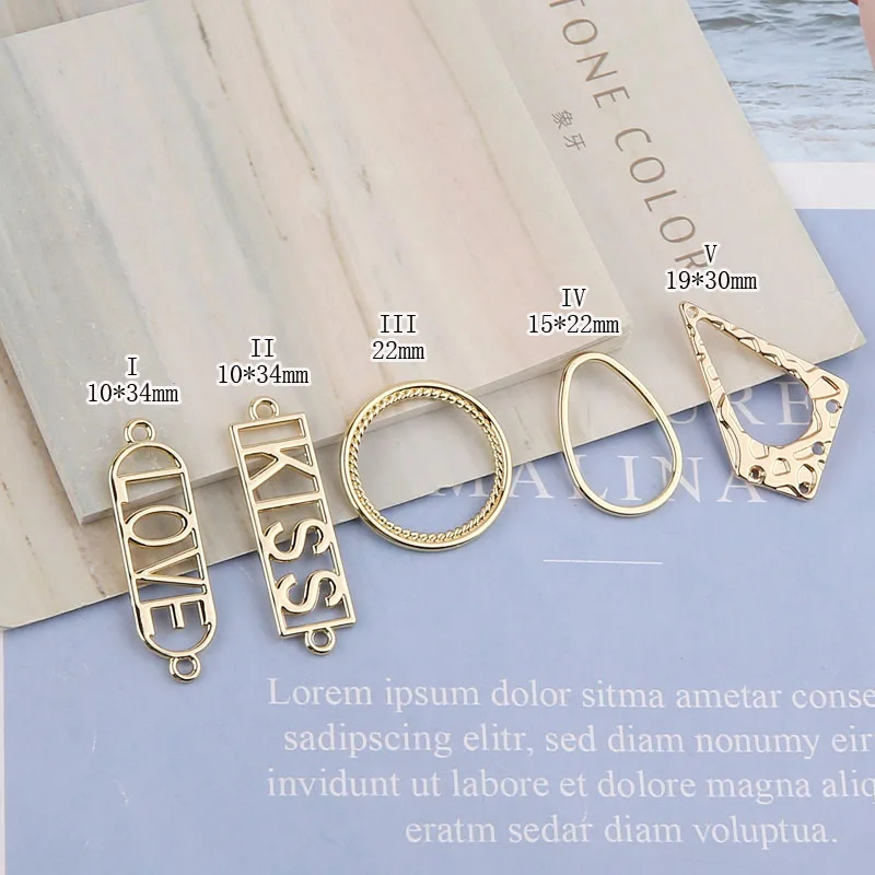 1pcs Diy Accessories Simple Geometric Circular Letter Pendant Irregular Metal Earrings Pendant Handmade Jewelry Materials Charms