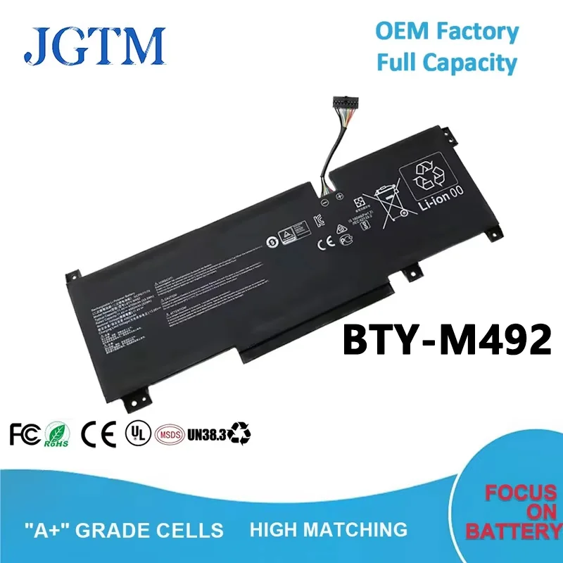 JGTM New Compatible BTY-M492 11.1V  53.5Wh Laptop Battery for MSI Pulse GL66 11UDK-076 GL66-11UDK-066JP 11UEK-050XFR 11UEK-007FR