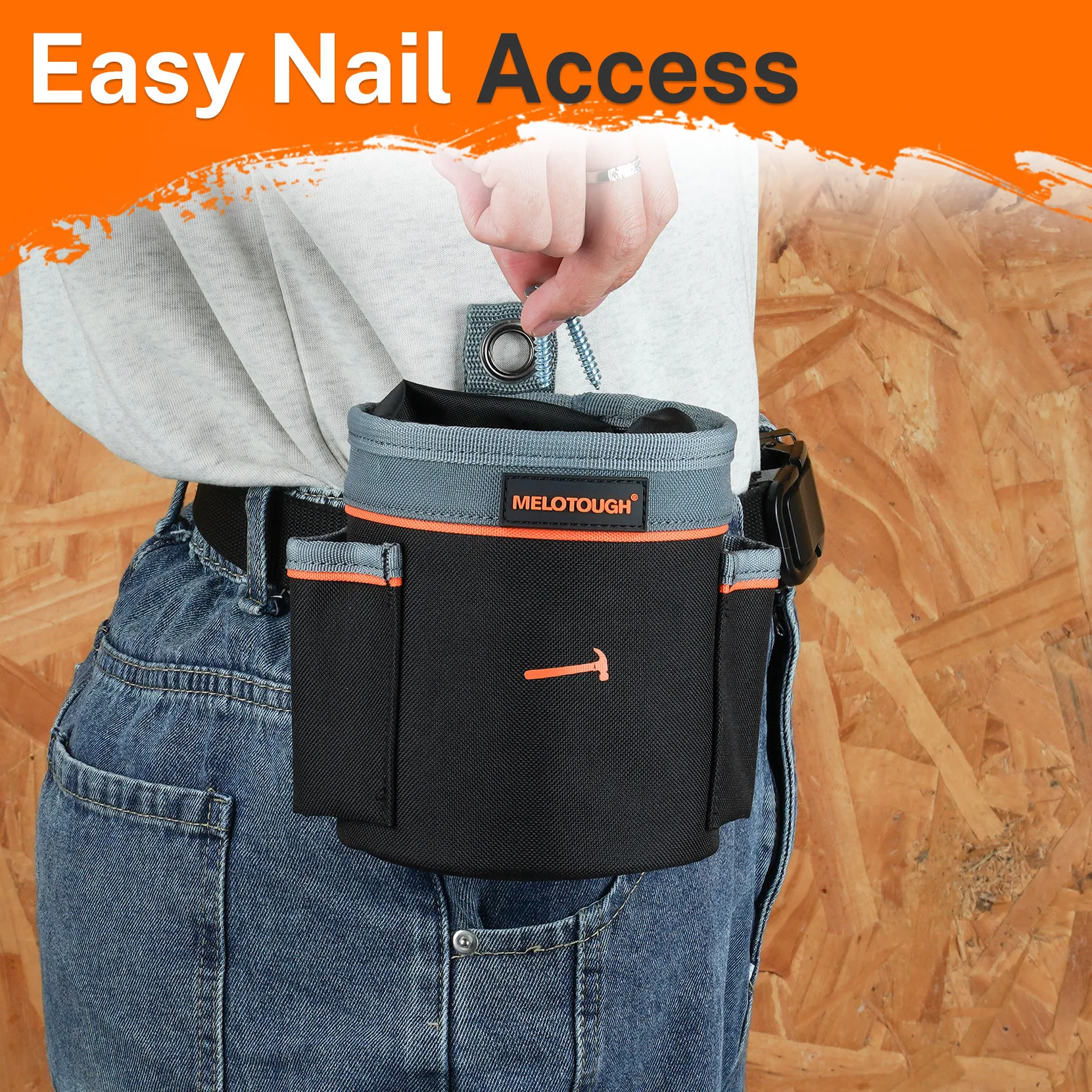 MELOTOUGH Tool Pouch, Screws and Nails Tool Pouch Bag, Thickened for Wear-Resistance, ldeal for Industrial Tools, Storage Bag view 5