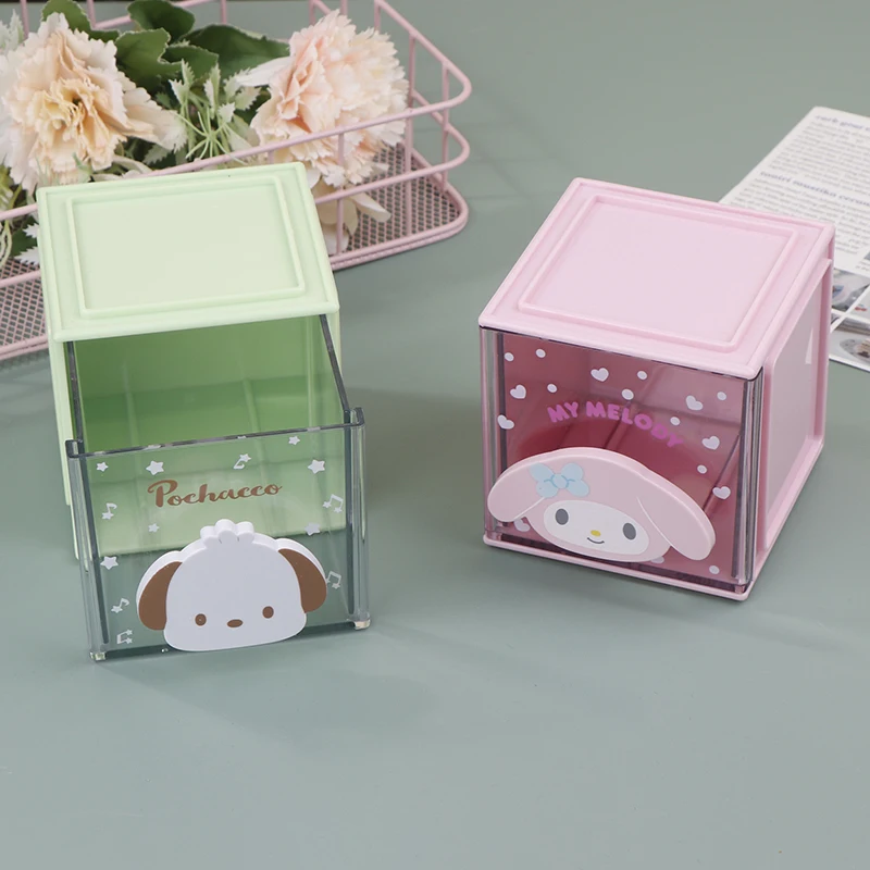 

Sanrio Series Kurumi Melody Cinnamon Dog Kitty Pudding Dog Cube Small Storage Stacker Genuine In-stock Hot Sale