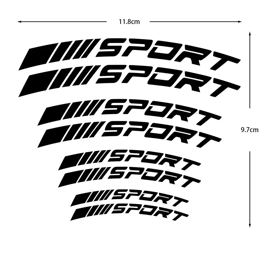Sport Curve Reflective Waterproof Vinyl Sticker High Temperature Resistant Brake Caliper Car Wheel Rim Accessories Decor Decals