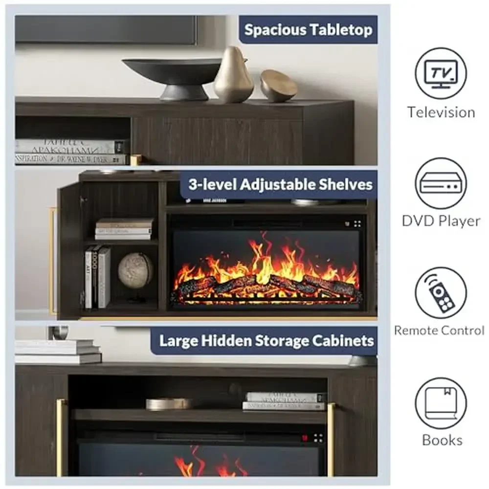 Electric Fireplace TV Console with Storage Cabinet 75