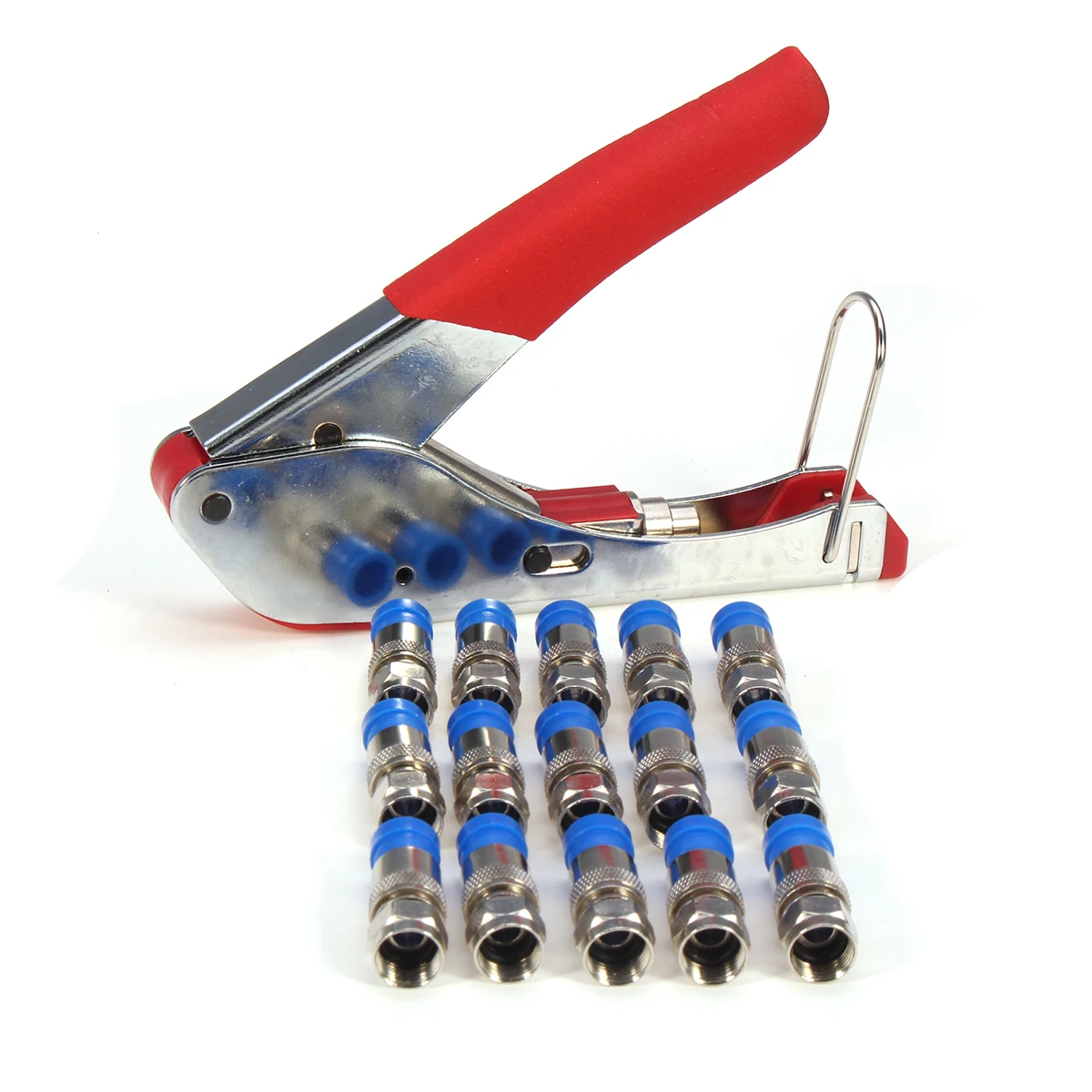 Coax Cable Crimper Tool Coaxial RG58 RG59 RG6 Compression Tool Kit F Connectors Double Ended Coax Stripper