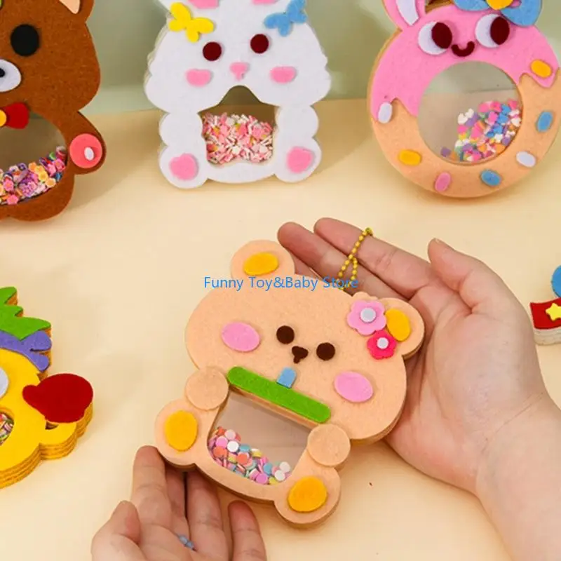 Animal Shaker Pendant Craft Toy With NonWoven Fabric Handmade Keychain Decoration For Kids Family Activity Game C90B