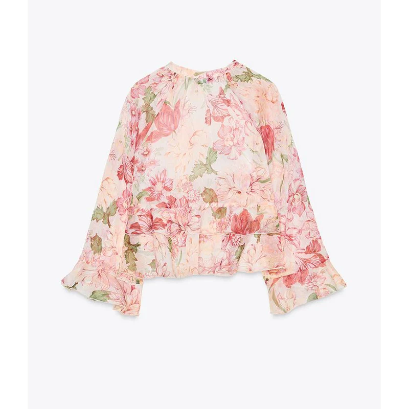 

New Summer Women's Faion irt Layered Decoration Print Top Design Casual Commute Loose Fit Long Sve V-Ne Bell Sve