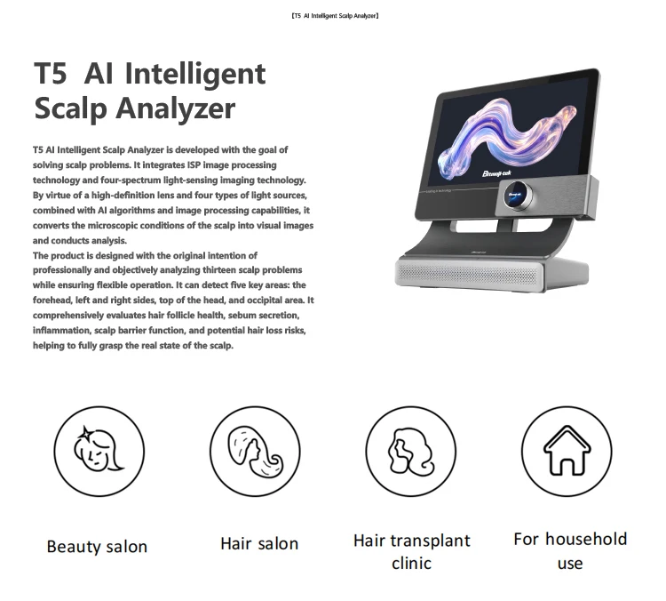 2026 New T5 ABS Scalp Analyzer Bar 13 Dimensional Indicators 200x 50x Magnification Scalp Analysis Machine