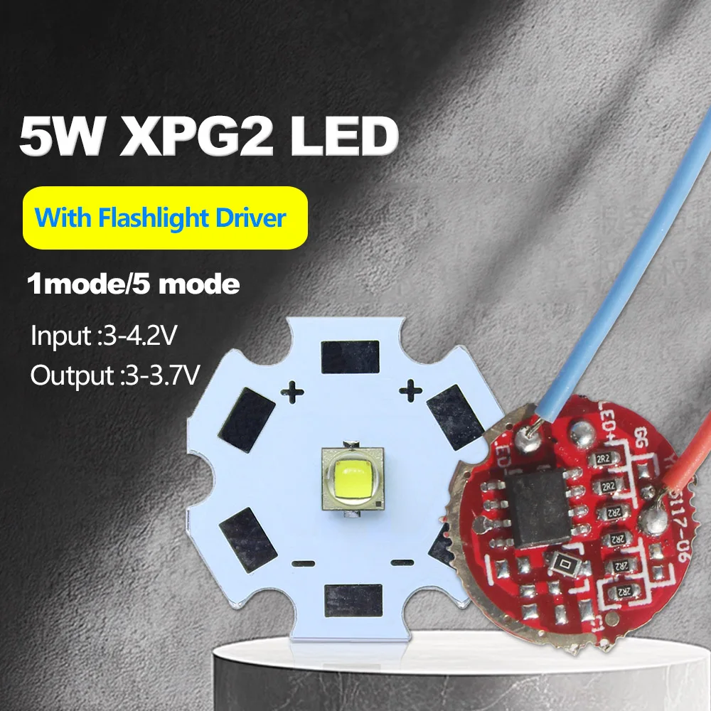 LED 5W LG3535 XPG2 XTE XPG3 Cold Neutral Warm White 5050 UV Chip Beads+Torch Flashlight Current Driver DC3.7V 3V 4.2V 17mm 20mm
