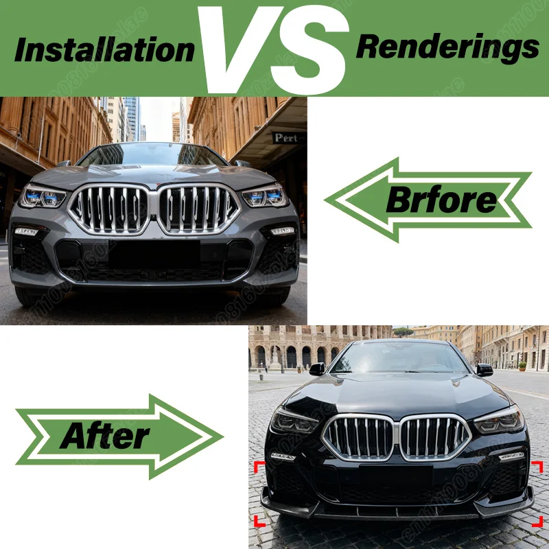 For Bmw X6 G06 M Sport 2019 2020 2021 2022 Car Front Bumper Spoiler Lip Sports Racing Front Chin Spoiler Body Modification Kit