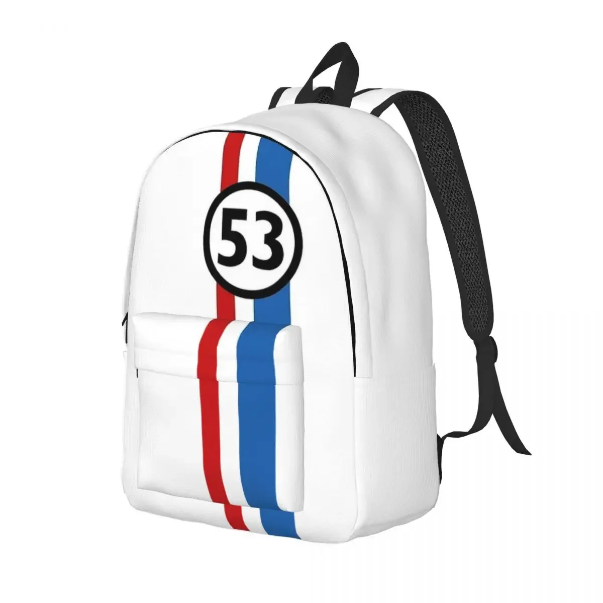 Herbie 53 Old Car Race Racing for Teens Student School Bookbag Canvas Daypack Middle High College Shoulder Bag for Hiking