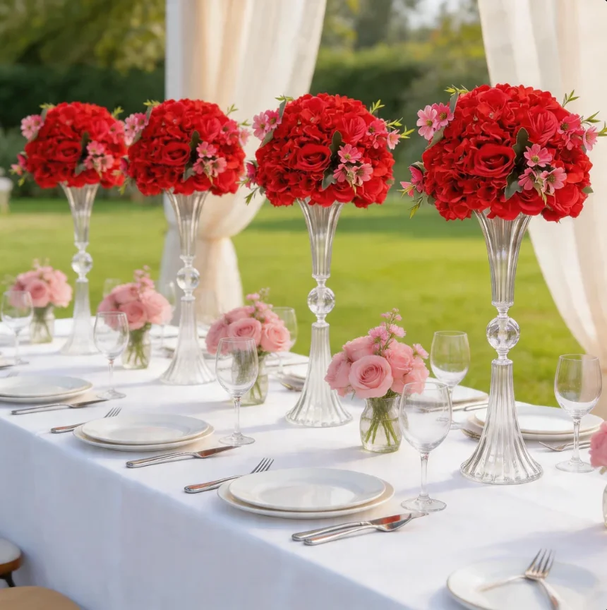 10Pcs Clear Acrylic Small Table Flower Stand Vase Modern Table Centerpieces for Wedding Party Banquet Home Table Decoration