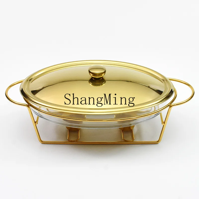 

DSA egg-shaped glass alcohol pot, food heating dry pot on the table, light luxury wrought iron bracket